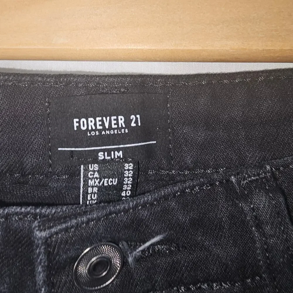 Forever 21 Mens Slim Distressed Jeans Black Size 32